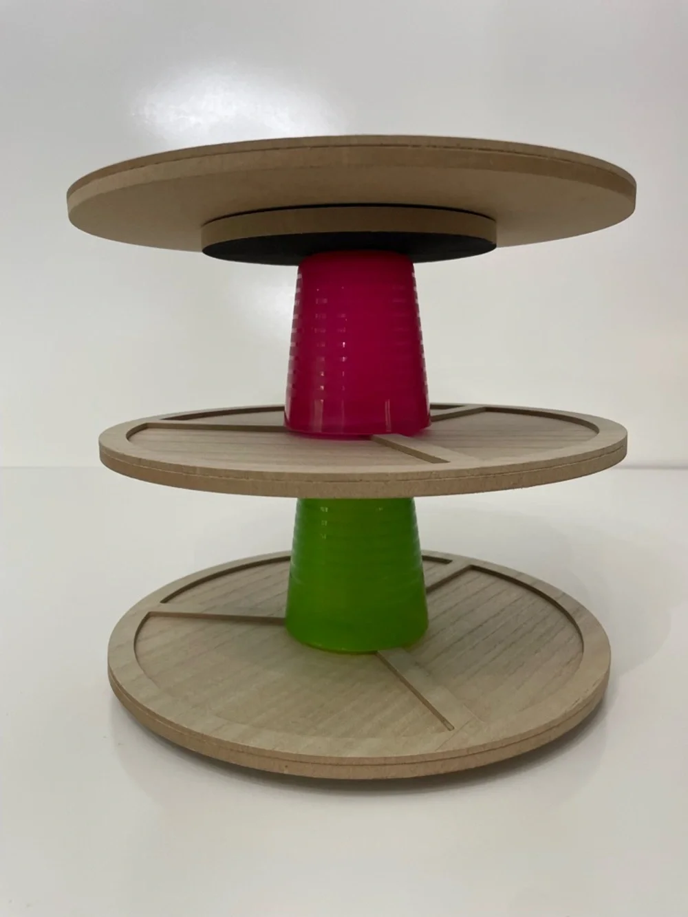 3 Pack Lazy Susan Natural Wood Fiber 3-Section Table Topper Organization Decor